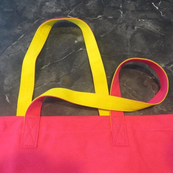 Esprit Large Canvas Tote Bag – Pink & Yellow – New Without Tags (B2) - Picture 4 of 6
